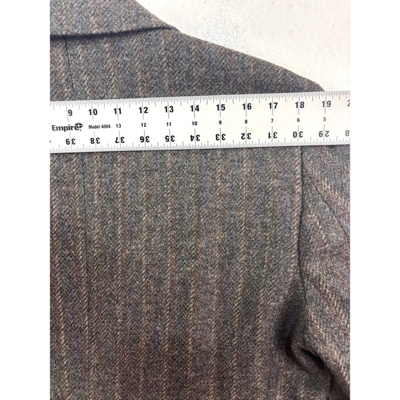 Haggar 42R Vintage 90s tweed blazer jacket gray brown stripe 100% Wool classic - Picture 10 of 10